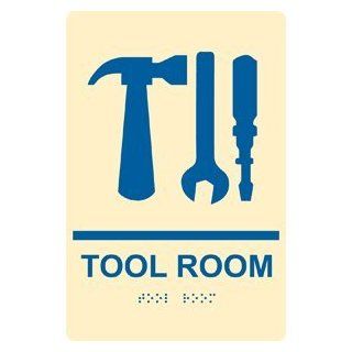 ADA Tool Room With Symbol Braille Sign RRE 865 BLUonIvory Wayfinding : Business And Store Signs : Office Products