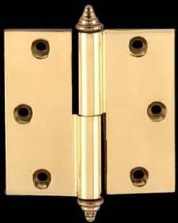 Door Hinges Bright Solid Brass, 3.5"x 3.5" Solid Brass Square Hinge, Left Lift Off  14834  
