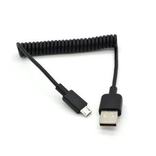 New Micro USB 2.0 Male to USB a Male M/m Curl Spring Retractable Cable Data Sync: Computers & Accessories