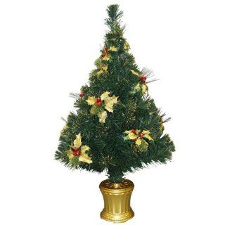 PULEO 210 0104V902 01 32 in. Fiber Optic Tree with Holly : Christmas Trees : Everything Else