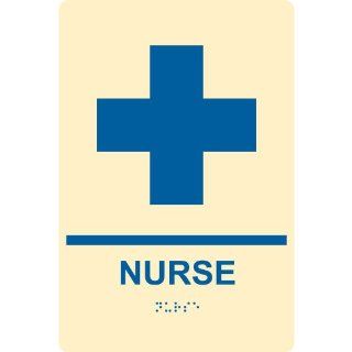 ADA Nurse Braille Sign RRE 880 BLUonIvory Wayfinding : Business And Store Signs : Office Products