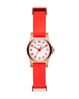 Henry Dinky Analog Watch with Leather Strap, Rose Golden/Red   MARC by Marc