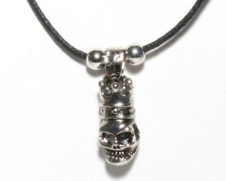 Skull with Crown Necklace on Cord: Jewelry