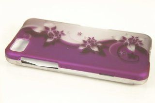 Blackberry Z10 Hard Case Cover for Purple/Silver Vines + Earphone Cord Winder: Cell Phones & Accessories