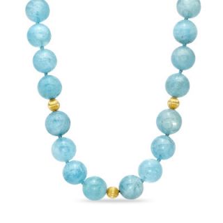 Aquamarine and 14K Gold Bead Necklace   Zales