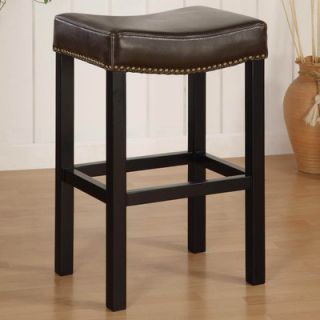 Armen Living Tudor 26 Backless Leather Barstool LCMBS013BA Color Antique Brown