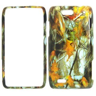 Motorola Droid 4 XT894 Verizon   Camo Camouflage Dry Leaves and Branch Shinny Gloss Finish Hard Plastic Cover, Case, Easy Snap On, Faceplate.: Cell Phones & Accessories
