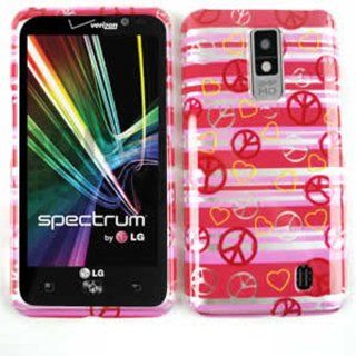 LG Spectrum vs920 Pink Peace Signs and Hearts Snap on Cover Faceplate: Cell Phones & Accessories