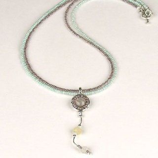 Double stranded Beaded Necklace with Moonstone (Israel): Pendant Necklaces: Jewelry