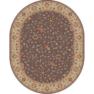 Hand tufted Passat Brown Wool Rug (6 X 9 Oval)