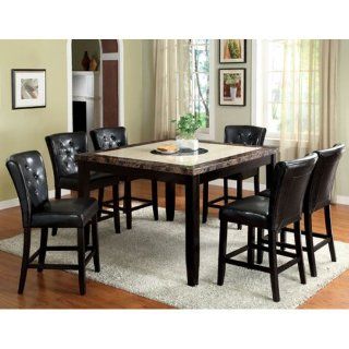 Shop Belleview Counter Height Black Finish Faux Marble Table Top 7 Piece Dining Set at the  Furniture Store. Find the latest styles with the lowest prices from 247SHOPATHOME
