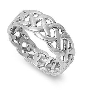 Weave Eternity 9MM Ring Sterling Silver 925: Jewelry