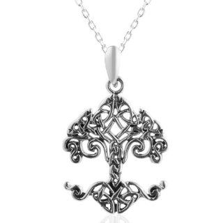925 Sterling Celtic Tree of Life Pedant Necklace 29mm (1.14), 925 Rolo chain, 18": Pendant Necklaces: Jewelry