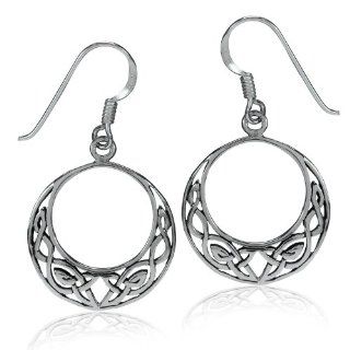 925 Sterling Silver Celtic Knot Circle Dangle Earrings: Jewelry