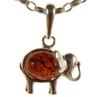 BALTIC AMBER AND STERLING SILVER 925 DESIGNER COGNAC ELEPHANT PENDANT JEWELLERY JEWELRY (NO CHAIN): Cognac Amber Ring: Jewelry