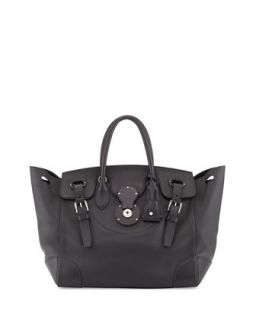 Soft Ricky 33 Soft Calfskin Satchel Bag, Black   Ralph Lauren