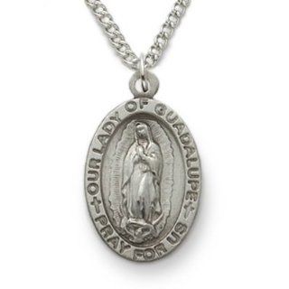 Our Lady of Guadalupe, Pray for Us, .925 Sterling Silver Engraved Medal Pendant Christian Jewelry Patron Patron Saint Medal Pendant Catholic Gift Boxed w/Chain Necklace 18" Length Gift Boxed Jewelry