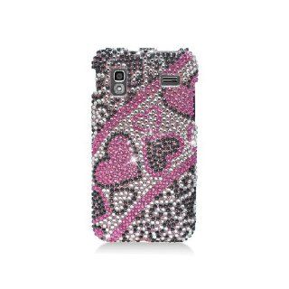 Samsung Captivate Glide i927 SGH I927 Bling Gem Jeweled Jewel Crystal Diamond Pink Silver Hearts Cover Case: Cell Phones & Accessories