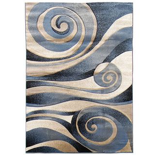 Sculpture 258 Abstract Swirl Blue Area Rug (5 X 7)