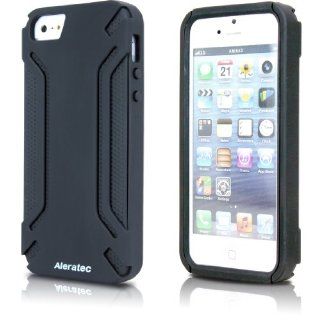 Aleratec iPhone 5 Dual 2 Layer Snap On Hard Case Shell and Fitted Grip Rubber Protective Bumper Cover Black/Black: Cell Phones & Accessories