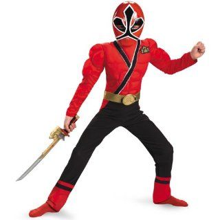 Power Rangers Samurai Red Ranger Child Muscle Costume Size 10 1/2   12 1/2 Husky: Toys & Games