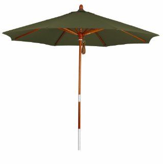 California Umbrella 9 Feet Sunbrella Fabric Marenti Wood Rib Pulley Open Wood Market Umbrella, Cocoa : Patio Umbrellas : Patio, Lawn & Garden