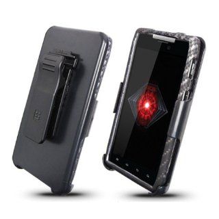 Motorola Droid RAZR XT912 Carbon Fiber Cover Case + Kickstand Belt Clip Holster + Naked Shield Screen Protector: Cell Phones & Accessories