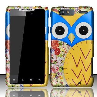 Blue Yellow Owl Hard Cover Case for Motorola Droid RAZR MAXX XT912: Cell Phones & Accessories