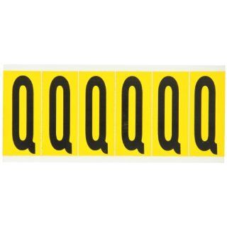 Brady 1550 Q 3 1/2" Height, 1 1/2" Width, B 946 High Performance Vinyl Black On Yellow Color 15 Series Indoor Or Outdoor Letter Labels Legend "Q" (6 Labels Per Card): Industrial Warning Signs: Industrial & Scientific