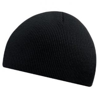 Beechfield Plain Basic Knitted Winter Beanie Hat (One Size) (Black): Sports & Outdoors
