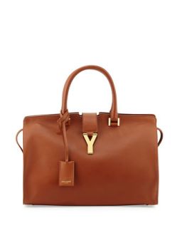 Classic Cabas Y Ligne Leather Carryall Bag, Tan   Saint Laurent