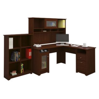 Bush Cabot L Desk with Hutch and Bookcase CAB004EPO Finish: Harvest Cherry