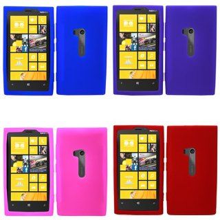 iFase Brand Nokia Lumia 920 Combo Solid Blue + Solid Red + Solid Purple + Solid Hot Pink Silicon Skin Case Faceplate Cover for Nokia Lumia 920 Cell Phones & Accessories