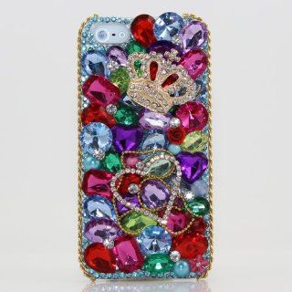 iphone 5 5S 3D Swarovski Crystal Diamond Gold Crown Design Bling Case Cover (100% Handcrafted by BlingAngels) Cell Phones & Accessories