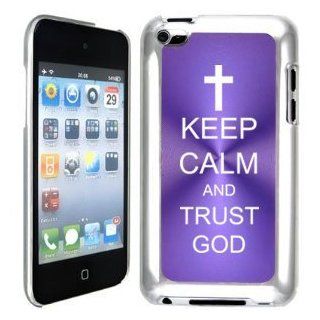 Apple iPod Touch 4 4G 4th Generation Purple B1989 hard back case cover Keep Calm and Trust God Cross Cell Phones & Accessories