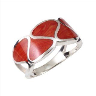 Red Coral & 925 Sterling Silver Ring: Jewelry