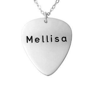 Hushi Jewelry 925 Sterling Silver Guitar Pick Shape Stamp Name Necklace Jewelry