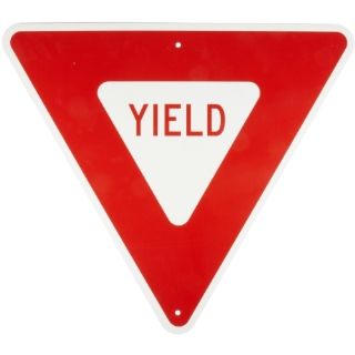Brady 80072 B 959 Reflective Aluminum, Red On Reflective White Color Standard Traffic Signs, Legend "Yield", 30" Per Side Size: Industrial Warning Signs: Industrial & Scientific