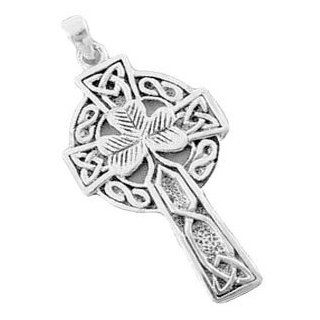 Large Sterling Silver Celtic Knot Shamrock Cross .925 Pendant 1 3/4" X 1": Jewelry