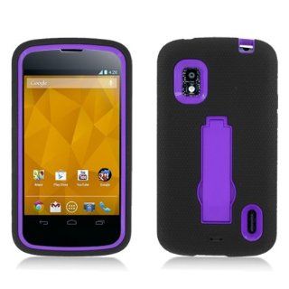 Aimo Wireless LGE960PCMX014S Guerilla Armor Hybrid Case with Kickstand for LG Nexus 4 E960   Retail Packaging   Black/Purple: Cell Phones & Accessories