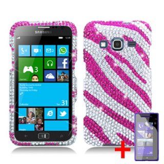 SAMSUNG ATIV S NEO PINK WHITE ZEBRA ANIMAL DIAMOND BLING COVER SNAP ON HARD CASE + FREE CAR CHARGER from [ACCESSORY ARENA]: Cell Phones & Accessories