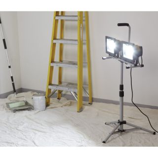 Klutch 2-Headed LED Tripod Worklight — 60 Watts, 5,100 Lumens  Free Standing Work Lights