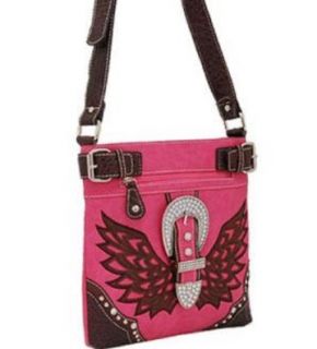 Pink Rhinestones Buckle and Angel Wing Cross Body Bag Shoes