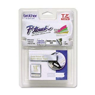 Brother TZEMQ934 TZ Standard Adhesive Laminated Labeling Tape, 1/2 in. x 16.4 ft., Gold/Silver: Electronics