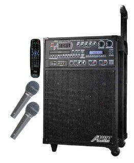 Audio 2000 AKJ7808 Singer's Power 180W Recordable All In One Karaoke / PA System with 20 Discs: Musical Instruments