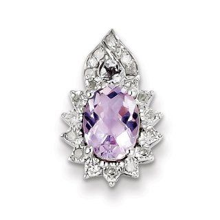 Sterling Silver Diamond Pink Amethyst Pendant, Best Quality Free Gift Box Satisfaction Guaranteed Jewelry