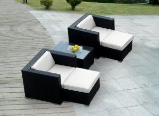 ohana collection PN0503 Genuine Ohana Outdoor Patio Wicker Furniture 5 Piece All Weather Gorgeous Couch Set : Patio Sofas : Patio, Lawn & Garden