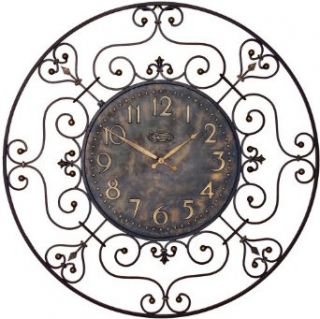 Celona Wrought Iron Scroll Ridgeway 36" Wide Wall Clock: Home Improvement