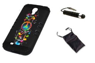 (3 Item Combo Set) Musical Peace Sign 3in1 Hybrid Case with Built in Kickstand Samsung Galaxy S4 i9500: Cell Phones & Accessories