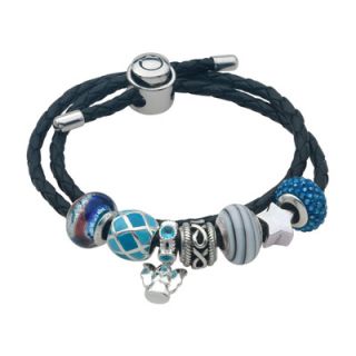 seven blue tone beads and sterling silver stopper up to 9 0 $ 295 00